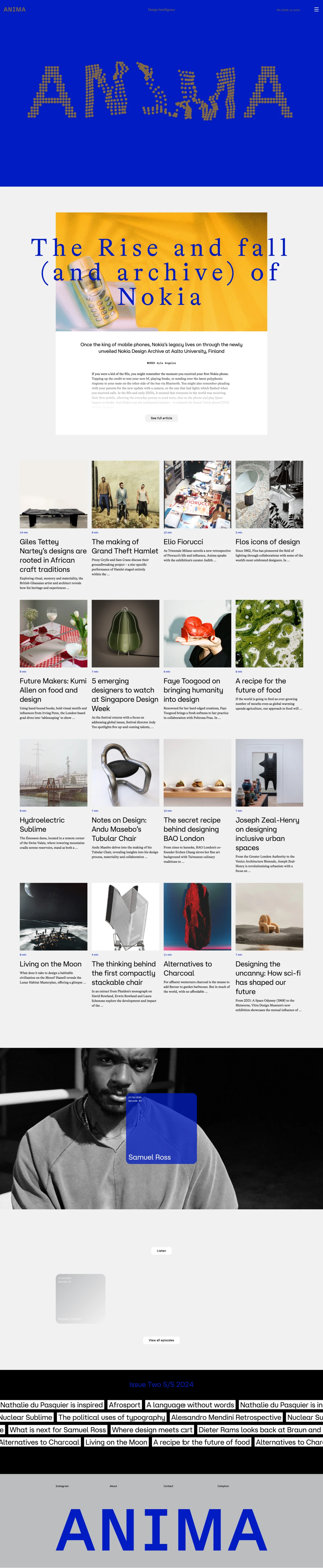Screenshot of Anima Magazine