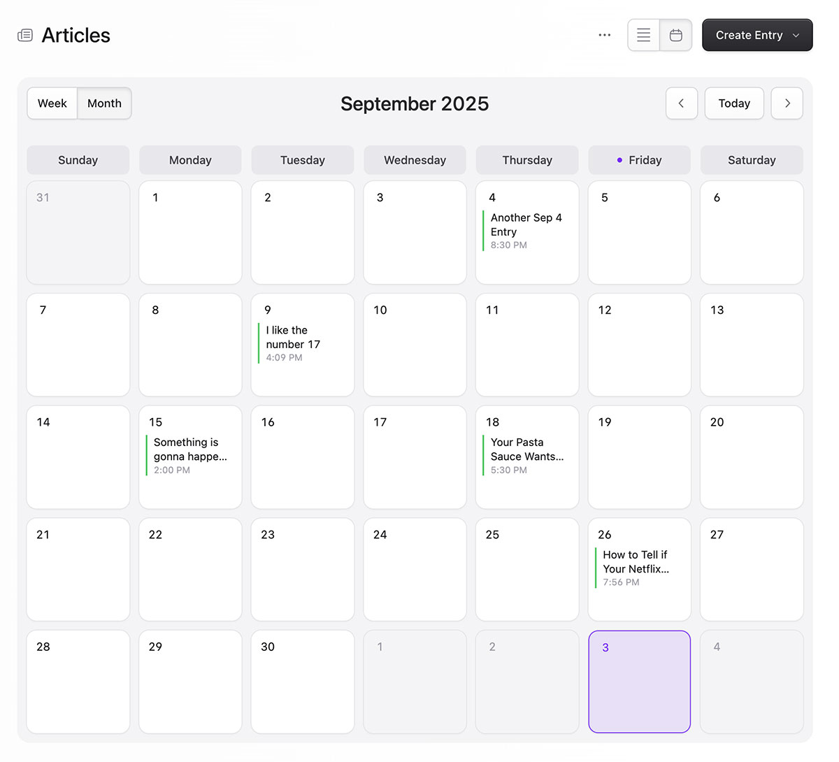 The new Calendar Mode for Collections
