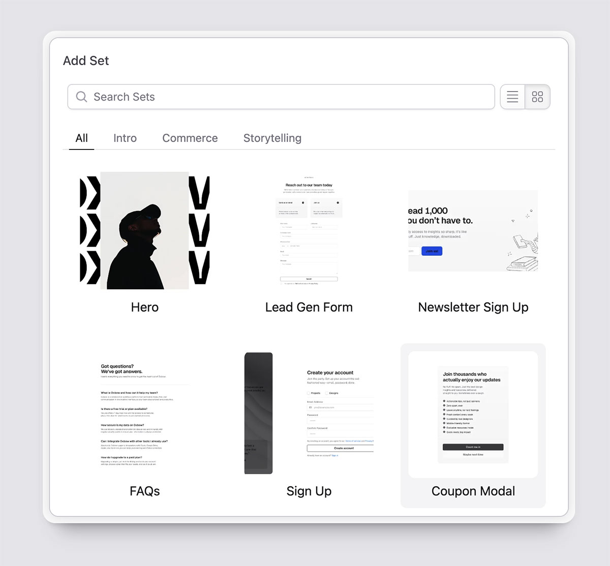 The new Set Picker for Bard and Replicator