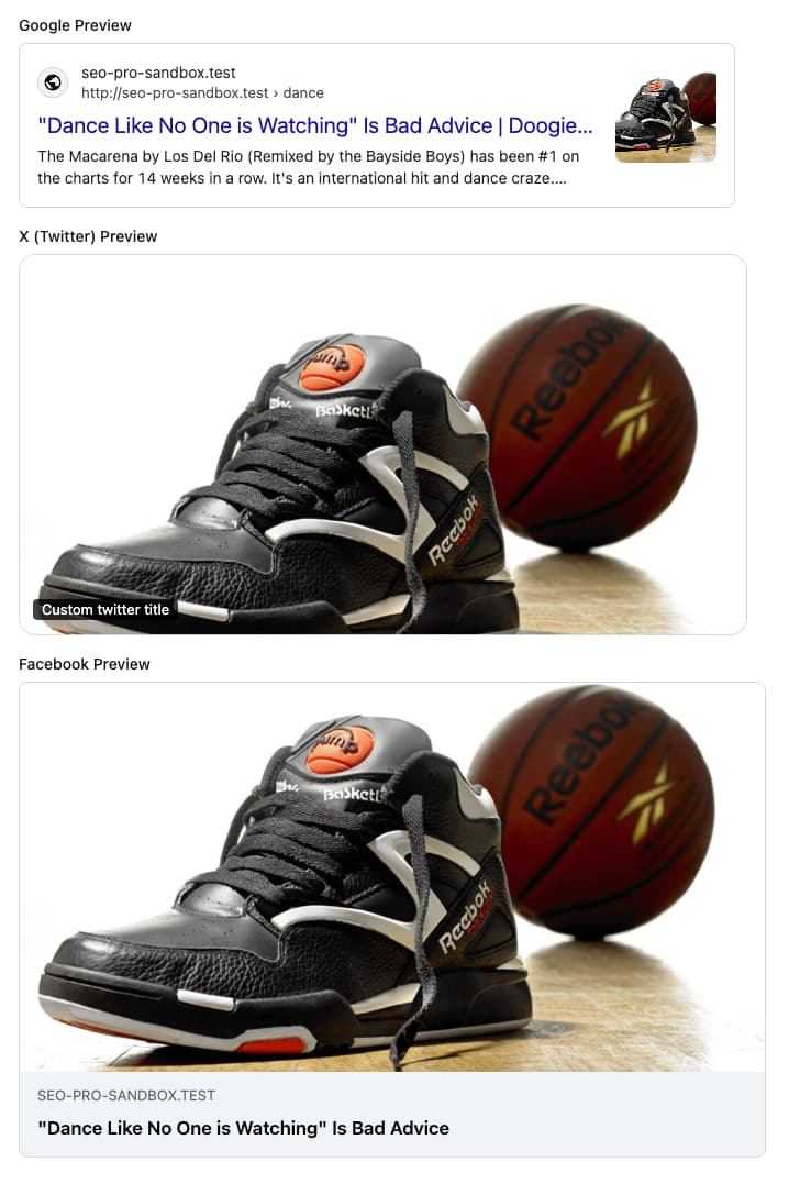 SEO Pro previews inside the Control Panel