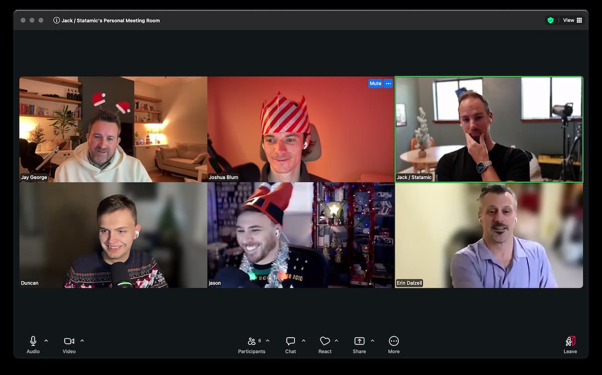 Screenshot of our group Zoom call showing our office Christmas party